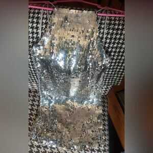 Stradivarius silver sequin mini dress, NWT